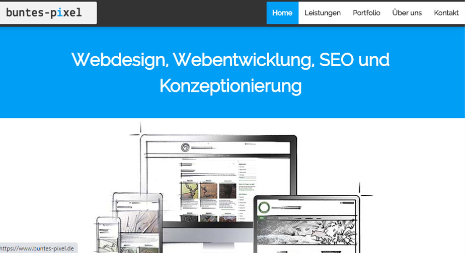 Screenshot von der buntes-pixel Seite